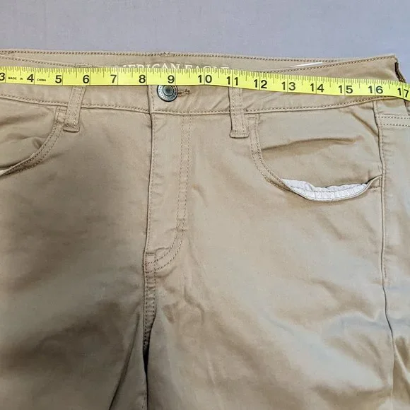 American Eagle Khaki Tan Jeggings Size 12 Short Super Super Stretch X - Picture 7 of 15